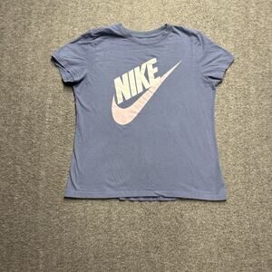 Nike Tee Activewear Shirt Womens Large Blue Short Sleeve Top Gym